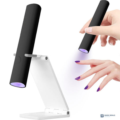 Mini UV LED Nail Lamp Cordless Handheld - USB Rechargeable Portable Gel Polish Dryer for Fast Drying, Black Compact Travel Nail Light
