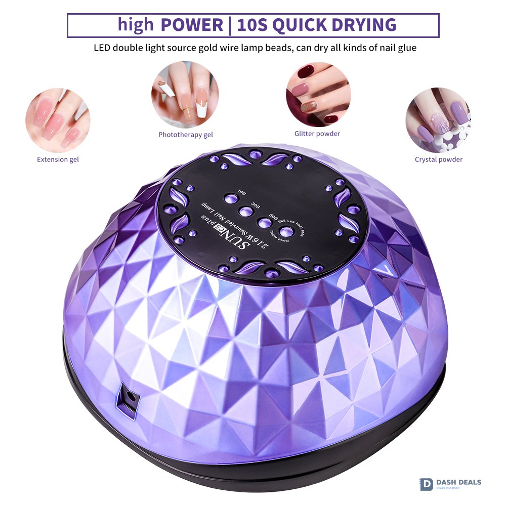 Large UV LED Nail Lamp with Removable Base - Wide-Space Auto Nail Dryer for All Gel Polish, 4 Timers, Fast-Curing Salon Equipment for Mani & Pedi