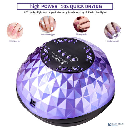 Large UV LED Nail Lamp with Removable Base - Wide-Space Auto Nail Dryer for All Gel Polish, 4 Timers, Fast-Curing Salon Equipment for Mani & Pedi