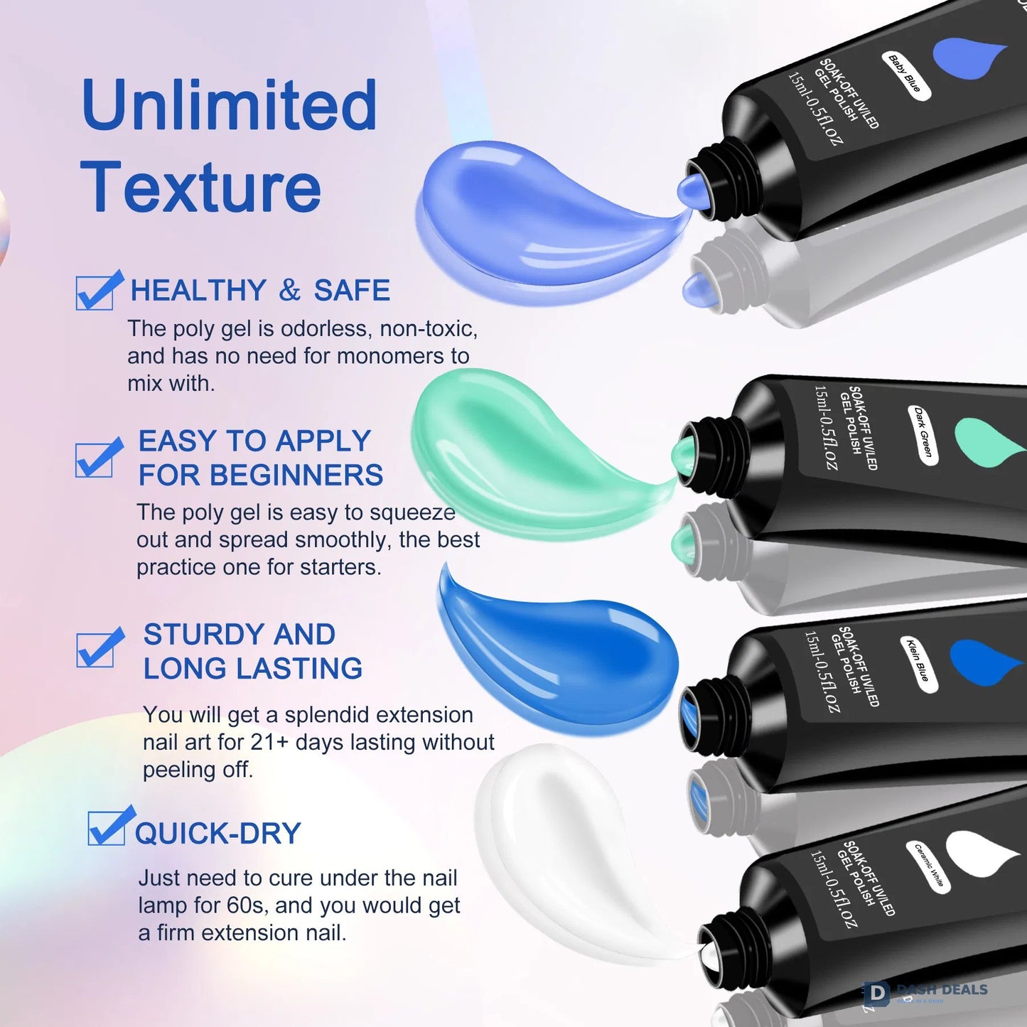 Polygel Nail Kit with UV Nail Lamp - 6-in-1 Polygel Set with Slip Solution, Top & Base Coat, Builder Nails Art Tools for Beginners, Complete Polygel Starter Kit