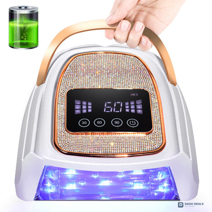 Cordless Rechargeable UV LED Nail Lamp - 30 Beads Professional Wireless Gel Polish Cure with Handle, 4 Timers, Salon-Grade Portable Nail Dryer