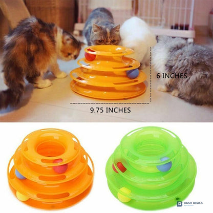 Interactive Cat Crazy Ball Disk Toy — Trilaminar Amusement Plate for Indoor Cats & Kittens