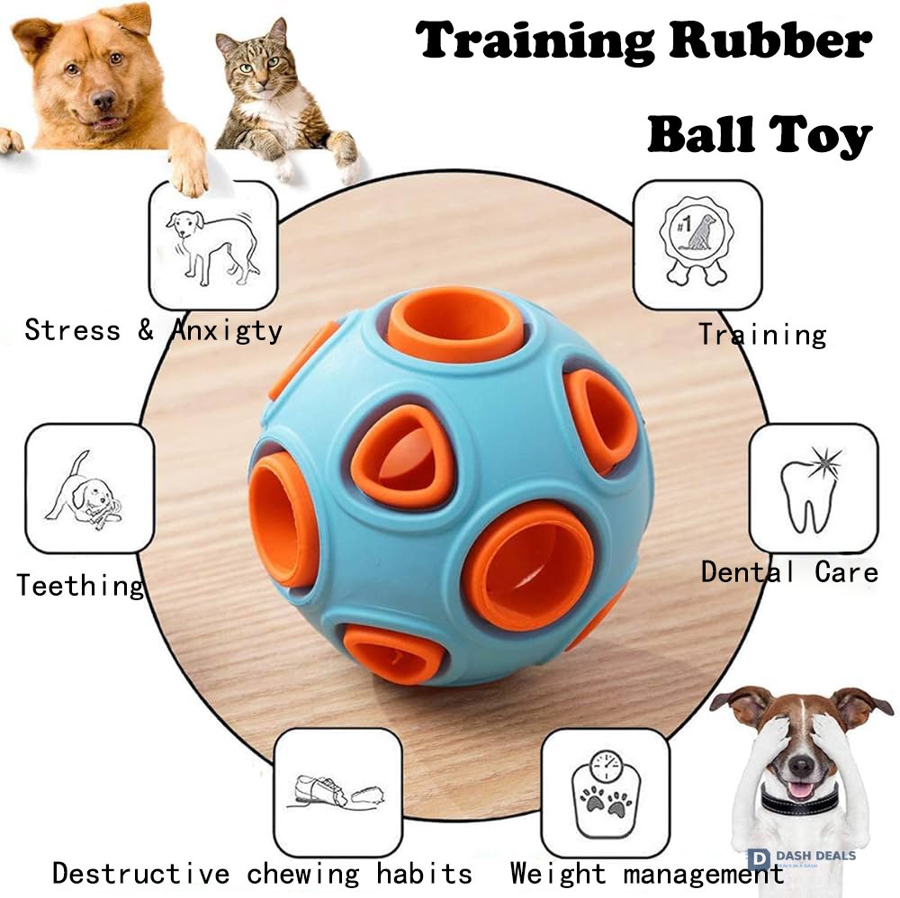 Rubber Dog Ball with Bell Toy 2-Pack — Interactive Squeaky Chew for Puppies & Small Dogs