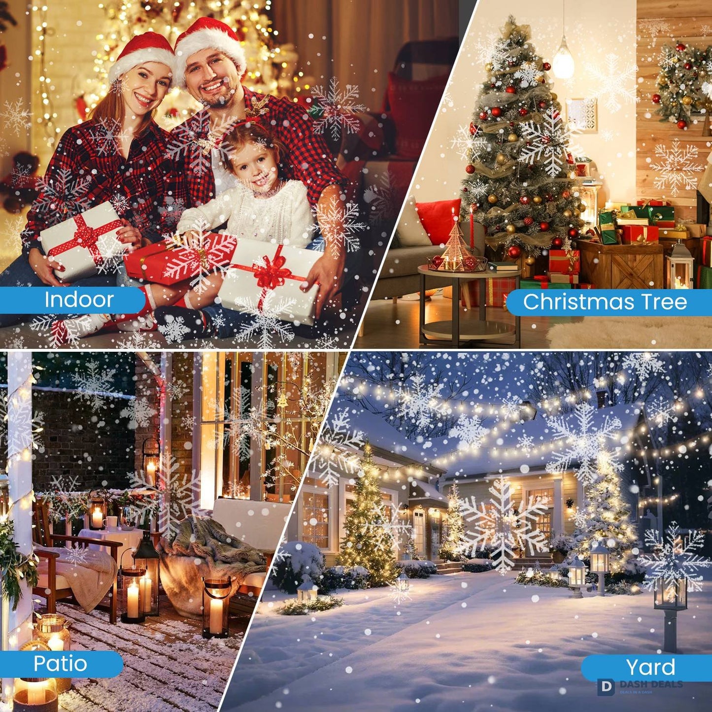 Christmas Snowflake Projector Light - Dual-Head LED Stake Light, IP44 Waterproof Holiday Decoration for Indoor & Outdoor Garden, Patio, Walls
