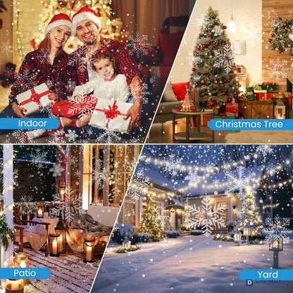 Christmas Snowflake Projector Light - Dual-Head LED Stake Light, IP44 Waterproof Holiday Decoration for Indoor & Outdoor Garden, Patio, Walls