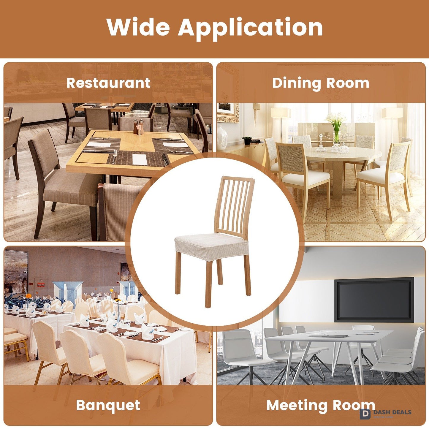 Waterproof Dining Chair Slipcovers 4-Pack — Stretch Jacquard Removable Washable