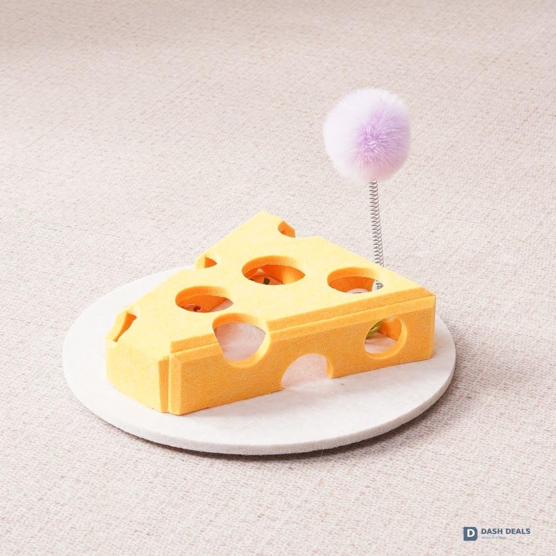 Cat Puzzle Toy with Spring Wand & Treat Box — Indoor Enrichment, Suction Base