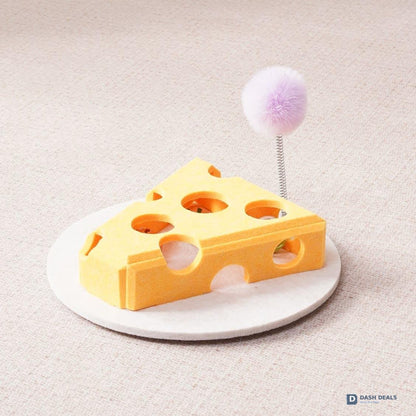 Cat Puzzle Toy with Spring Wand & Treat Box — Indoor Enrichment, Suction Base
