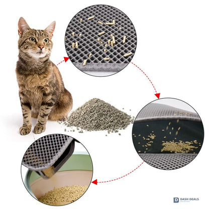 Honeycomb Cat Litter Mat — Double-Layer Trapping Pad, Waterproof Non-Slip, Washable