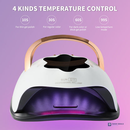 UV LED Nail Lamp 57 Beads Professional - 4-Timer Gel Polish Curing Light with Auto Sensor, Fast-Cure UV Nail Dryer for Fingernails & Toenails, Salon-Grade Manicure & Pedicure Tool