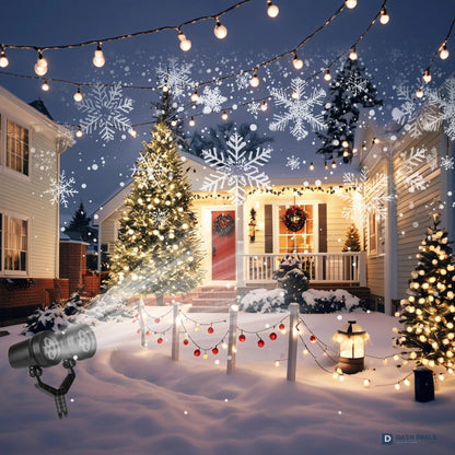 Christmas Snowflake Projector Light - Dual-Head LED Stake Light, IP44 Waterproof Holiday Decoration for Indoor & Outdoor Garden, Patio, Walls