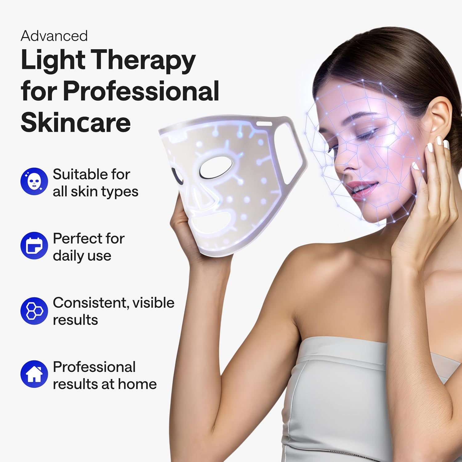 Red Light Therapy Mask for Face - LED Red Light Face Mask Skincare Device
