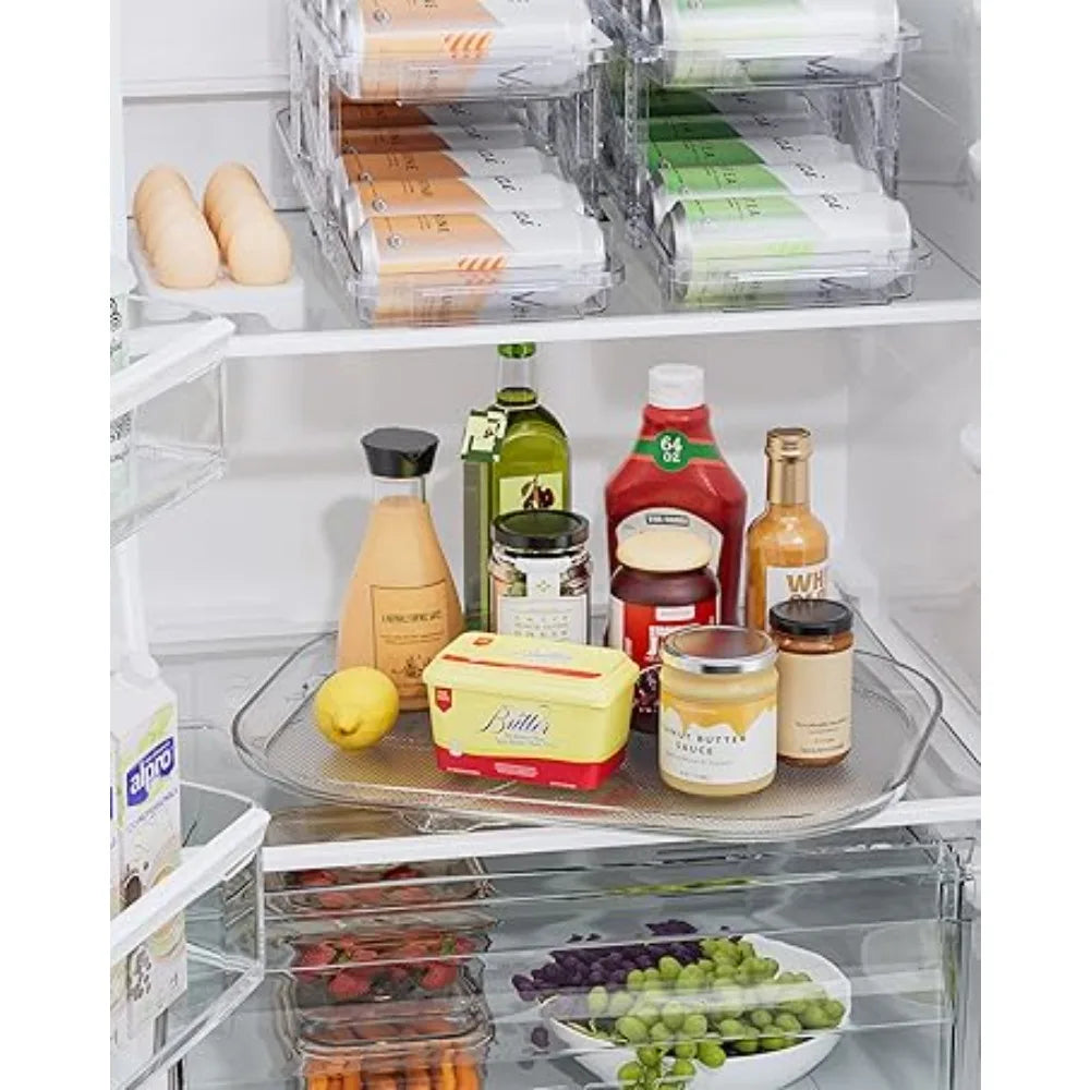 Lazy Susan Turntable Organizer for Cabinet - 360 Rotating Fridge & Pantry Spinner